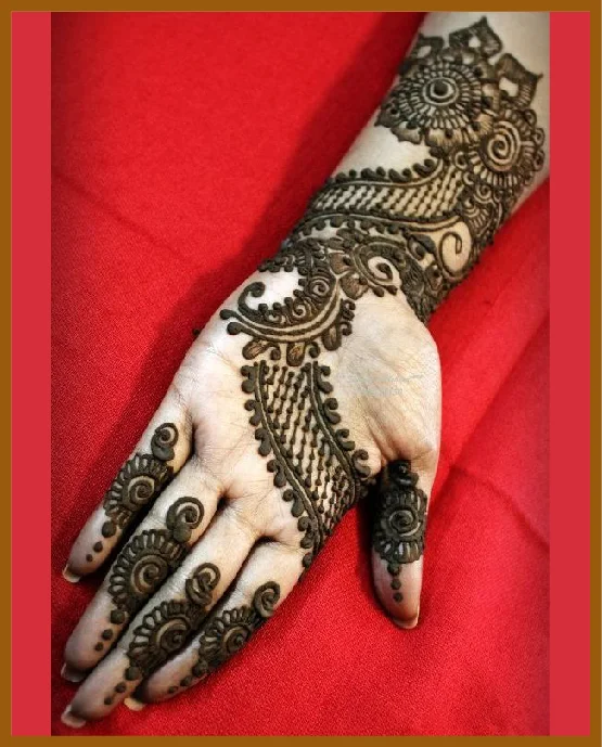 Modern Front Hand Mehndi Design With Symmetric Shapes